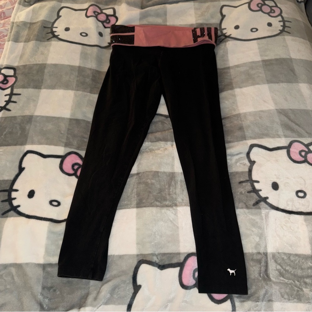 PINK Victoria's Secret Black and Pink Leggings